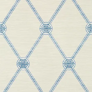 Thibaut Turnberry Trellis in Beige and Blue (T13351)