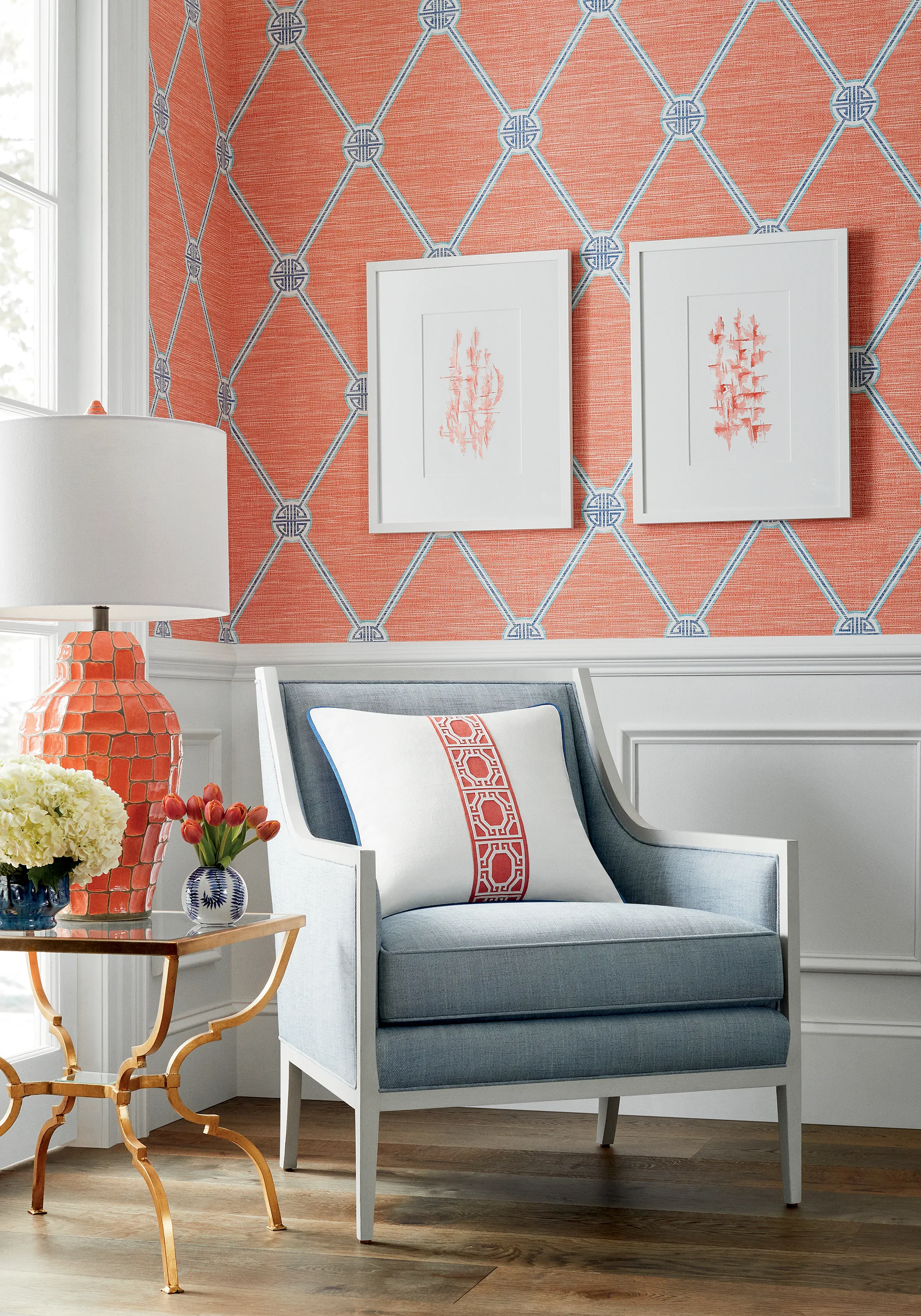 Thibaut Turnberry Trellis in Coral (T13353)