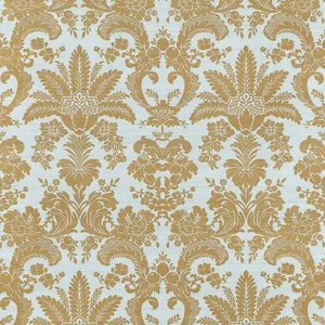 Thibaut West Indies Damask in Metallic Gold on Aqua (T3629)