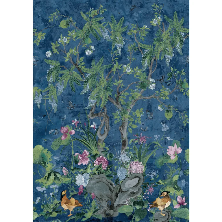 Thibaut Wild Wisteria Mural in Navy (TM42055)