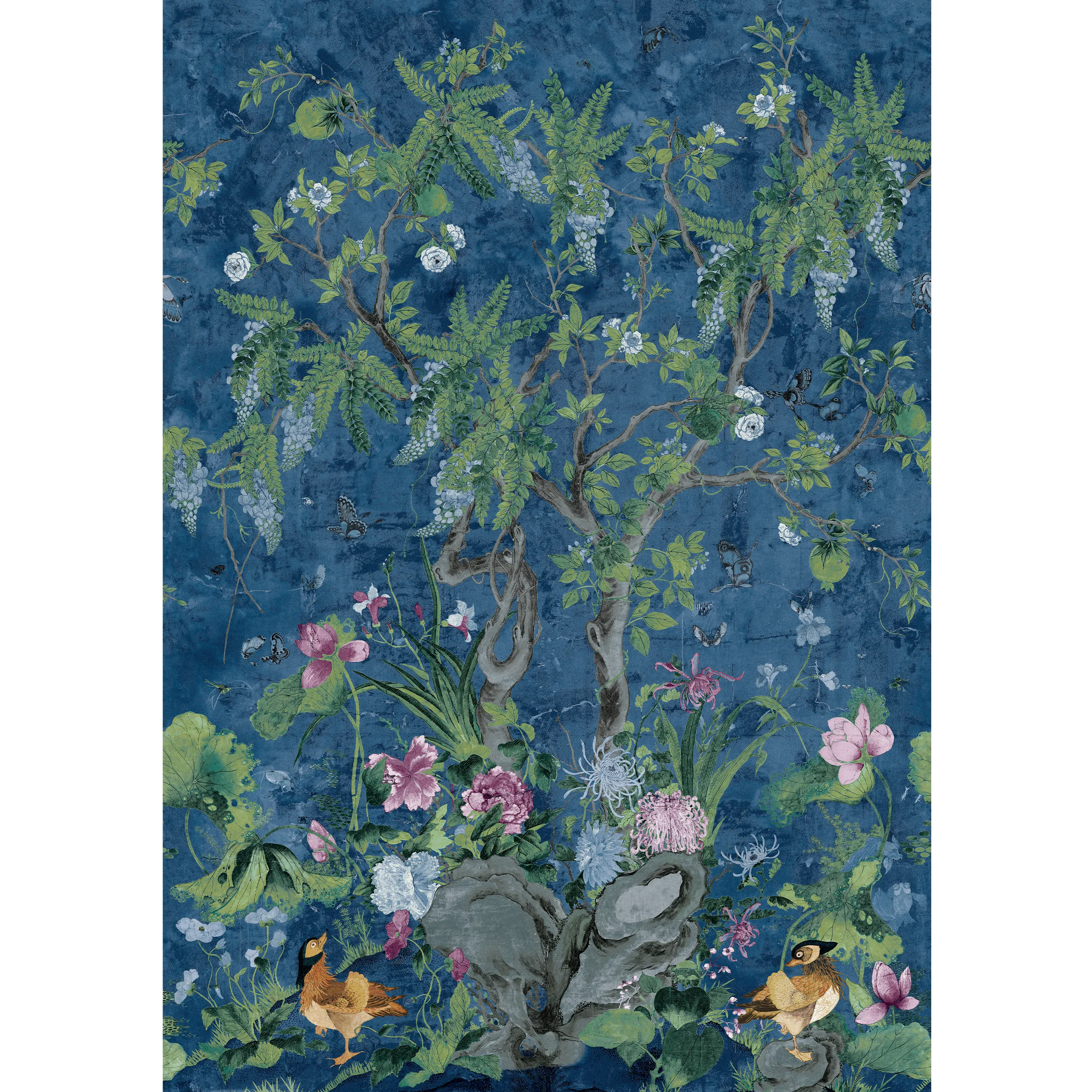 Thibaut Wild Wisteria Mural in Navy (TM42055)