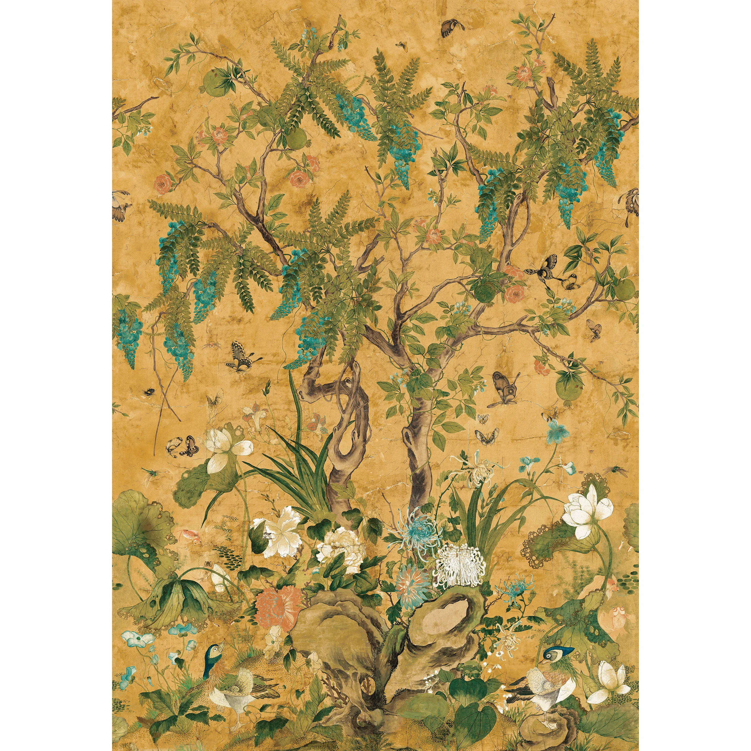Thibaut Wild Wisteria Mural in Ochre (TM42052)