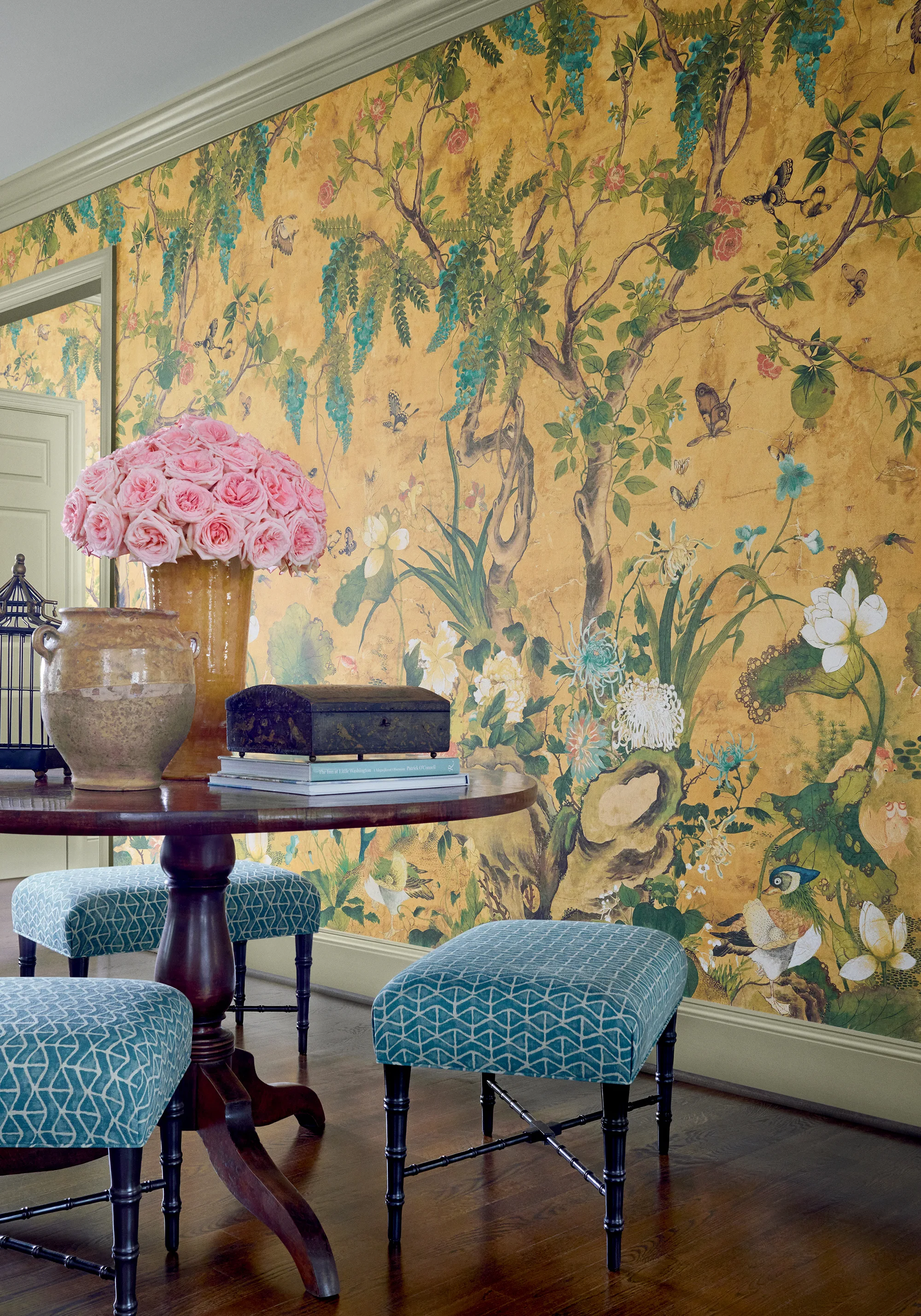 Thibaut Wild Wisteria Mural in Ochre (TM42052)