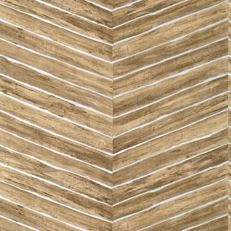 Thibaut Wood Herringbone Wide Width in Natural on Metallic Silver (TWW14573)