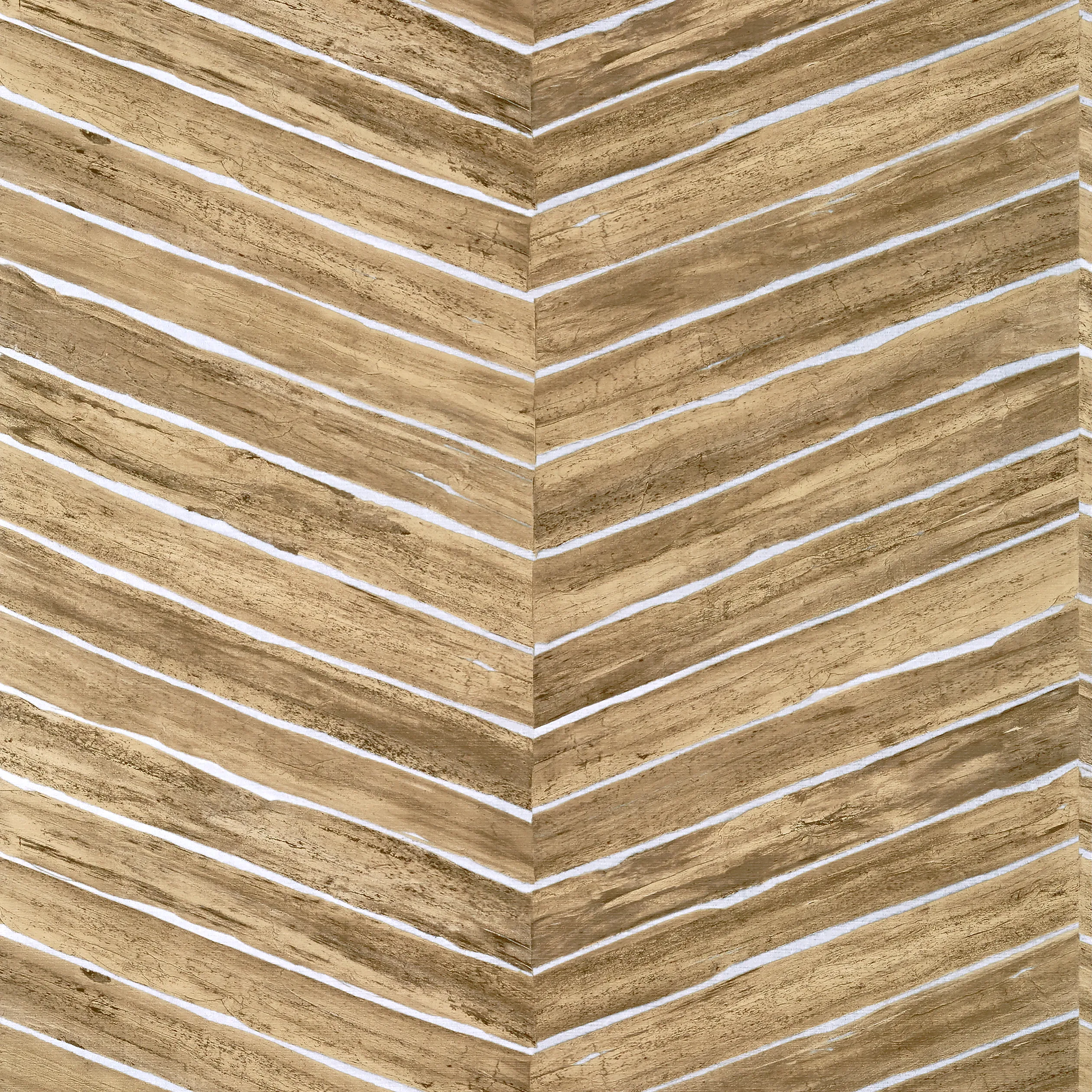 TWW14573 | Wood Herringbone Wide Width – Natural on Metallic Silver