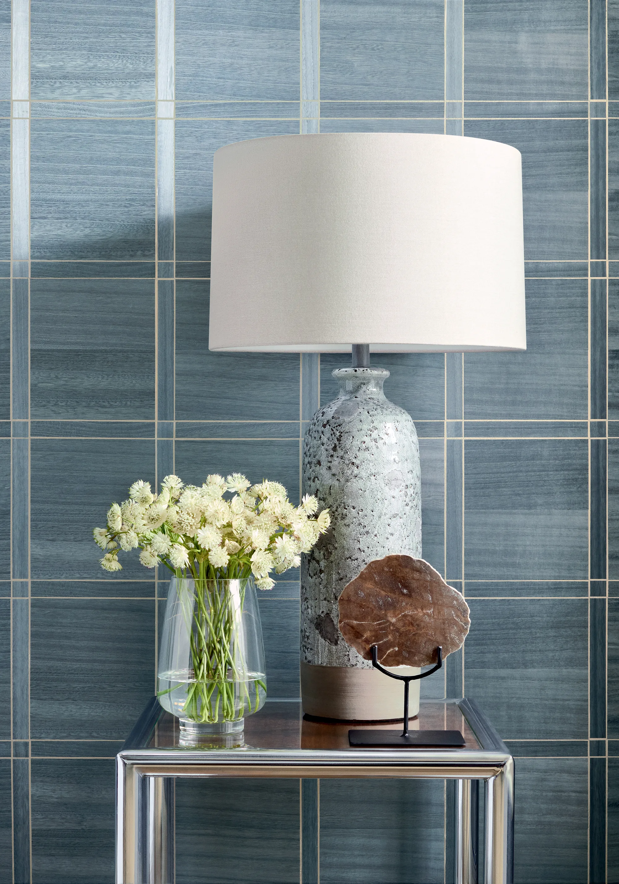 Thibaut Wood Panel in Cadet and Metallic Pewter (T41004)