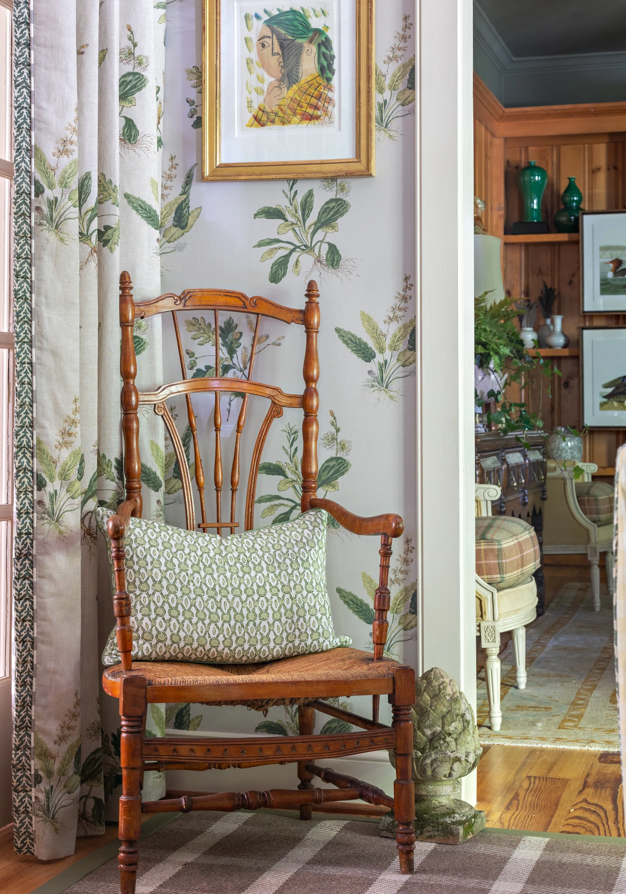 Anna French Woodland in Green on Natural (AT57853)