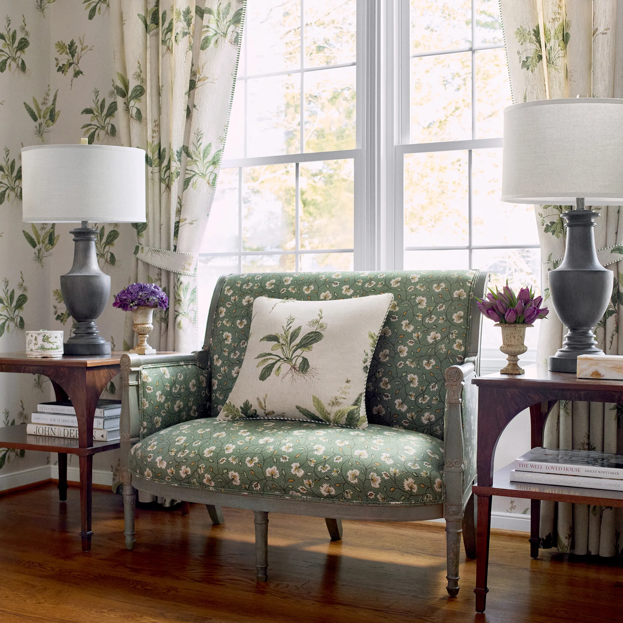 Anna French Woodland in Green on Natural (AT57853)