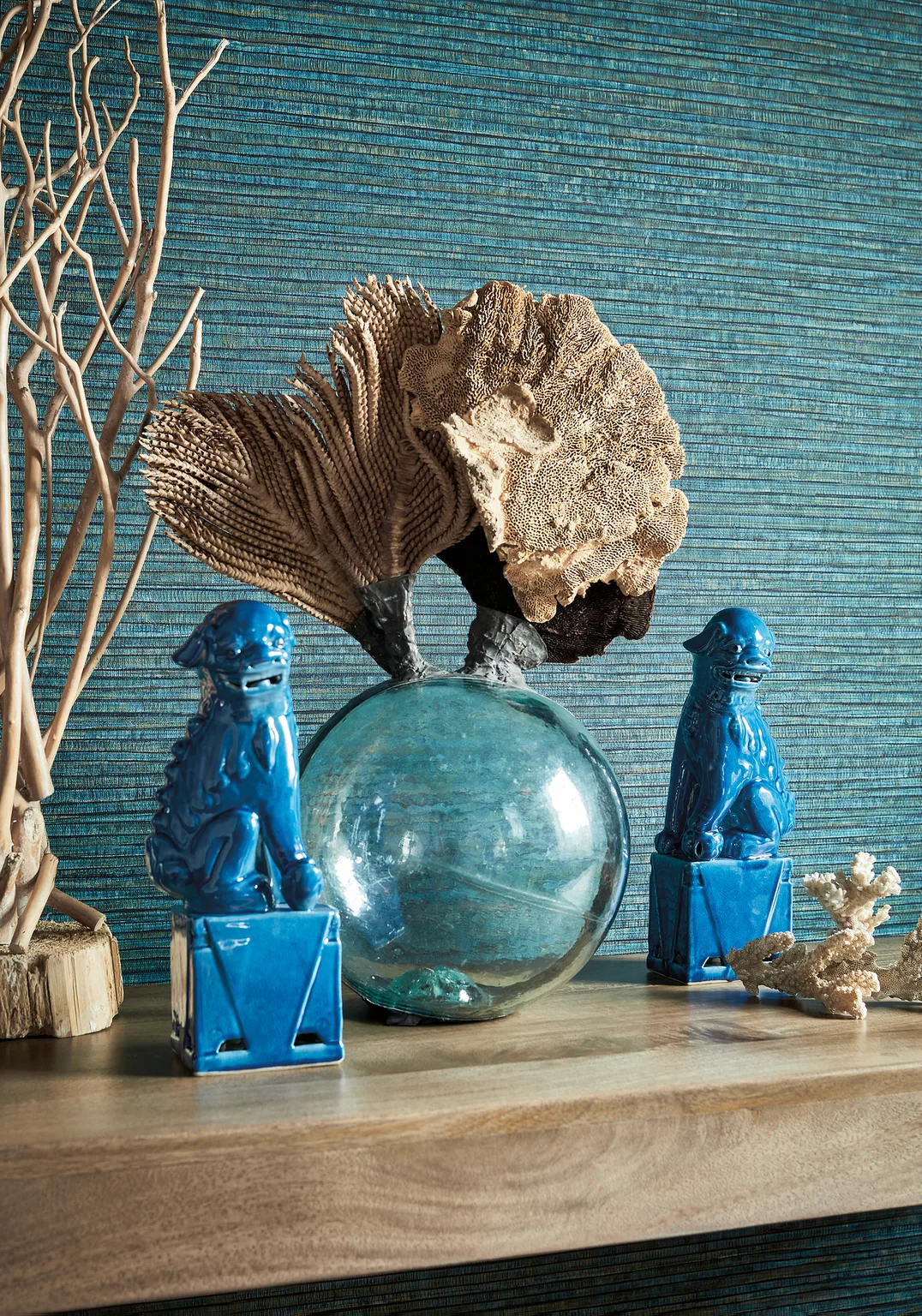 Thibaut Woody Grass in Turquoise and Brown (T355)