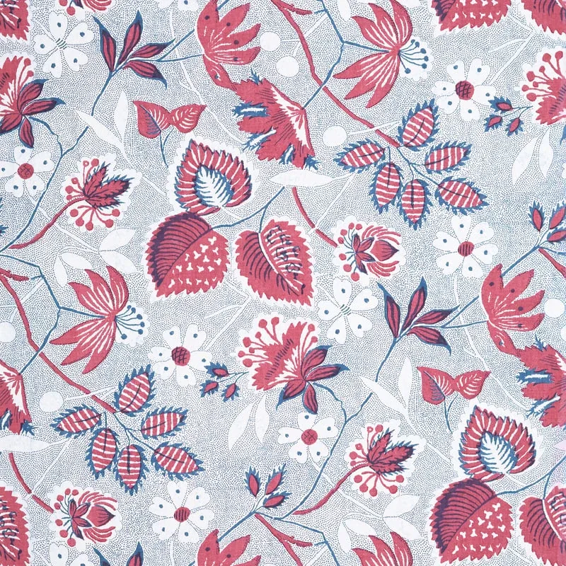 Indienne Hazel Red and Blue Thibaut wallpaper by Wallpaper Twins