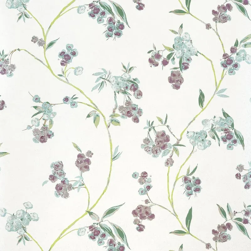 Edo Bloom Lavender on Pearl Thibaut wallpaper by Wallpaper Twins