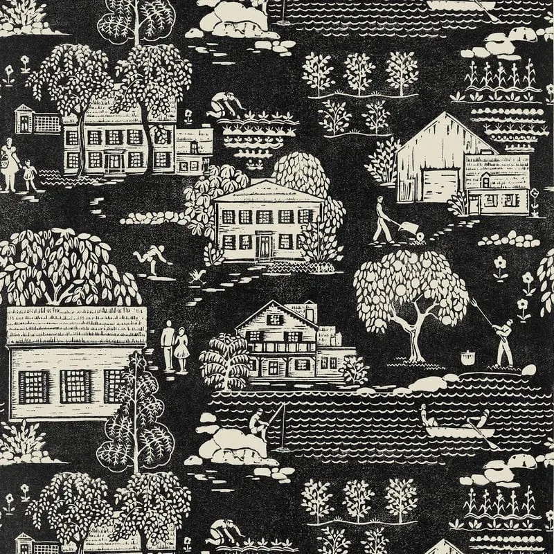 Farmingdale Black Thibaut wallpaper by Wallpaper Twins