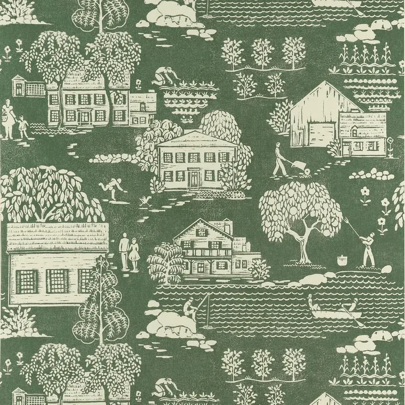Farmingdale Green Thibaut wallpaper by Wallpaper Twins