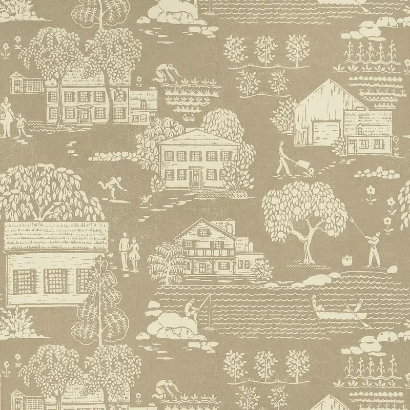 Farmingdale Beige Thibaut wallpaper by Wallpaper Twins