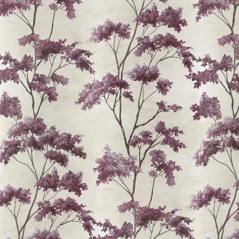 Dalton Eggplant on Pearl Thibaut wallpaper by Wallpaper Twins