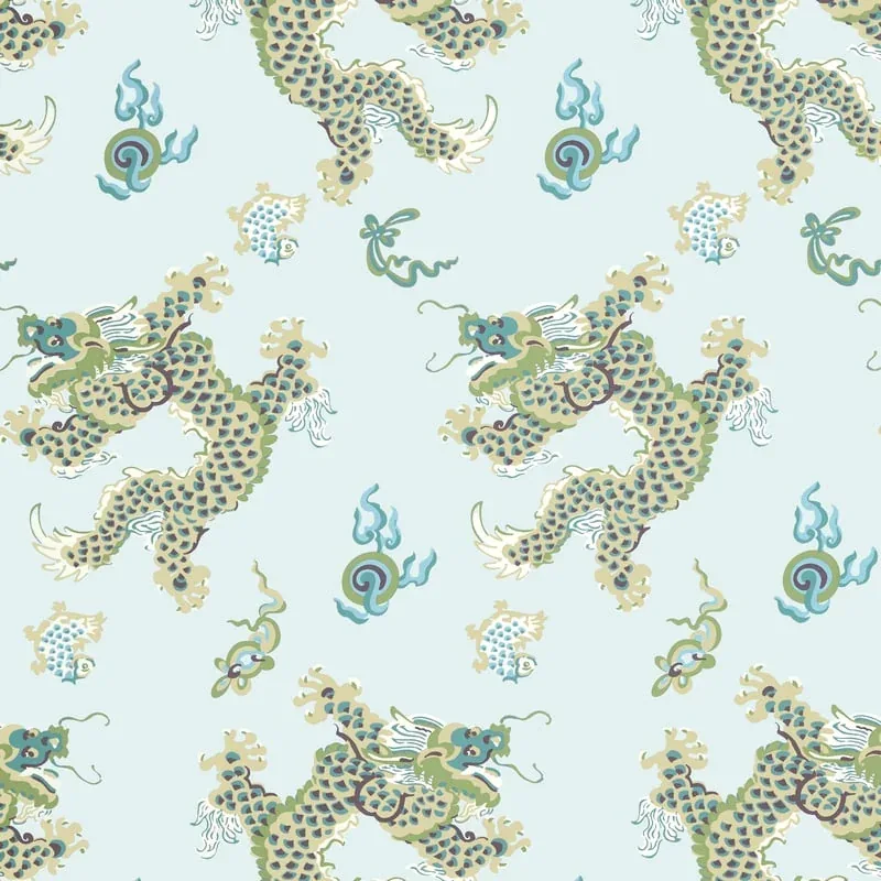 Dragon Dance Spa Blue Thibaut wallpaper by Wallpaper Twins