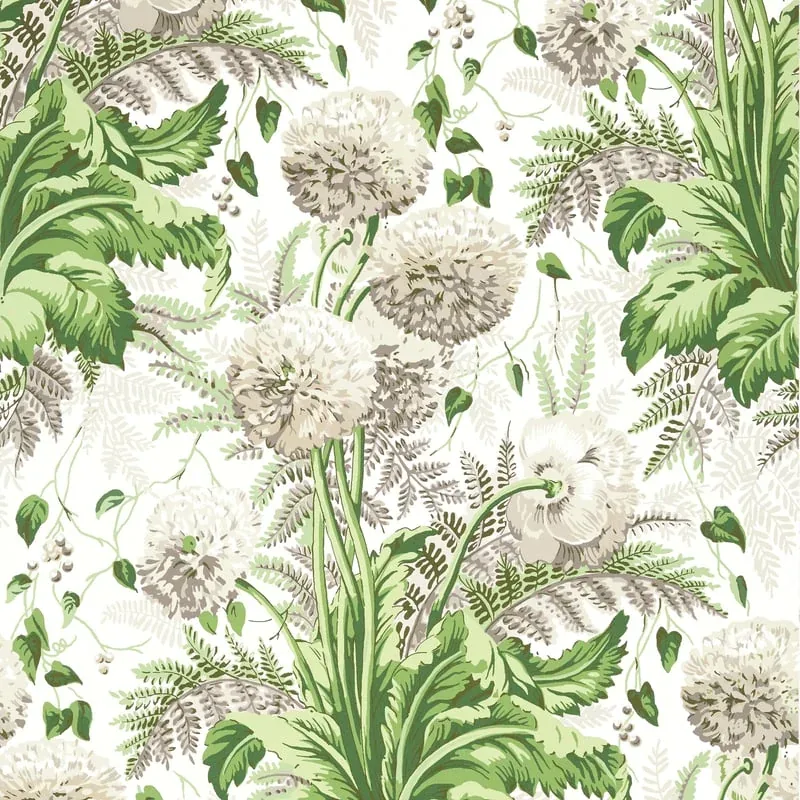 Dahlia Spring on White Thibaut wallpaper by Wallpaper Twins