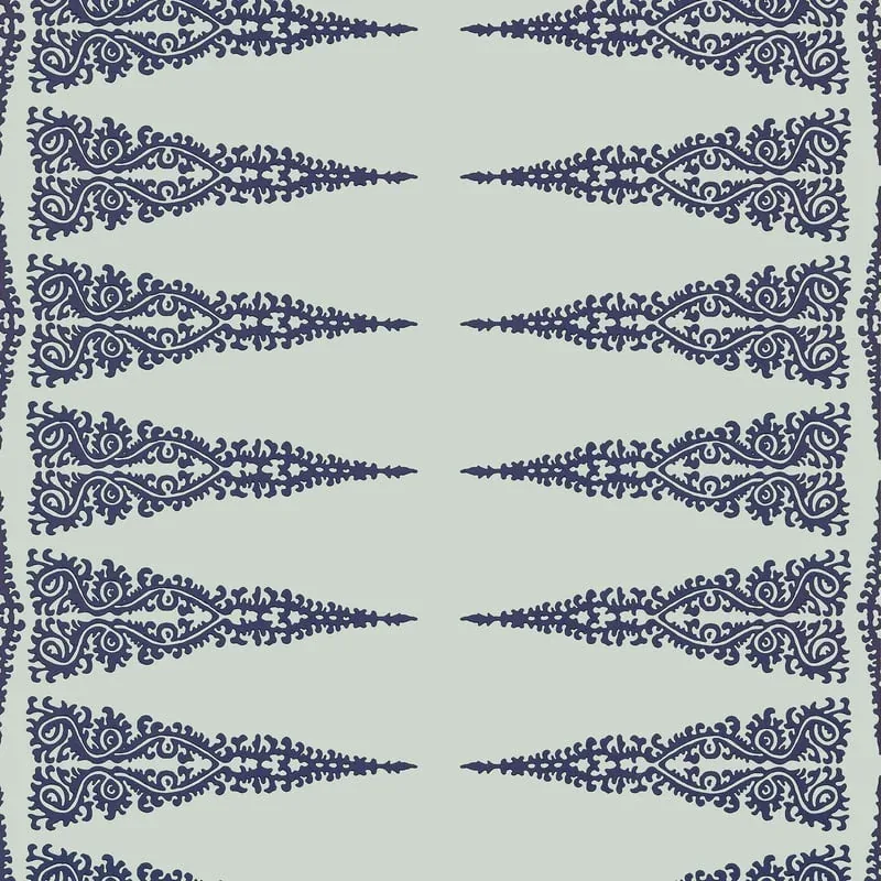 Ellery Stripe Navy on Soft Teal Thibaut wallpaper by Wallpaper Twins