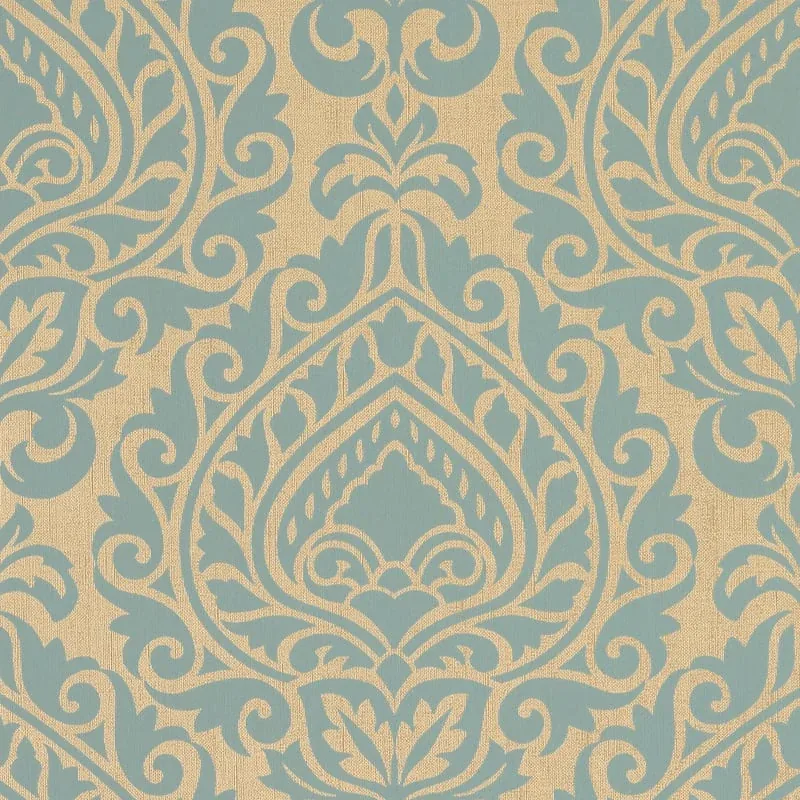 Annette Aqua on Metallic Champagne Thibaut wallpaper by Wallpaper Twins