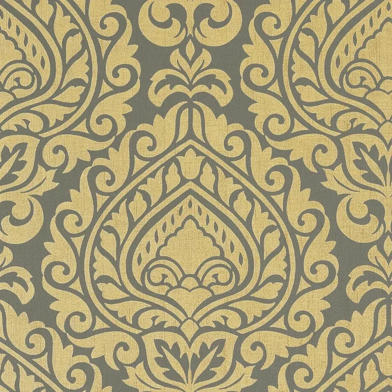 Annette Metallic Gold on Smoke Thibaut wallpaper by Wallpaper Twins