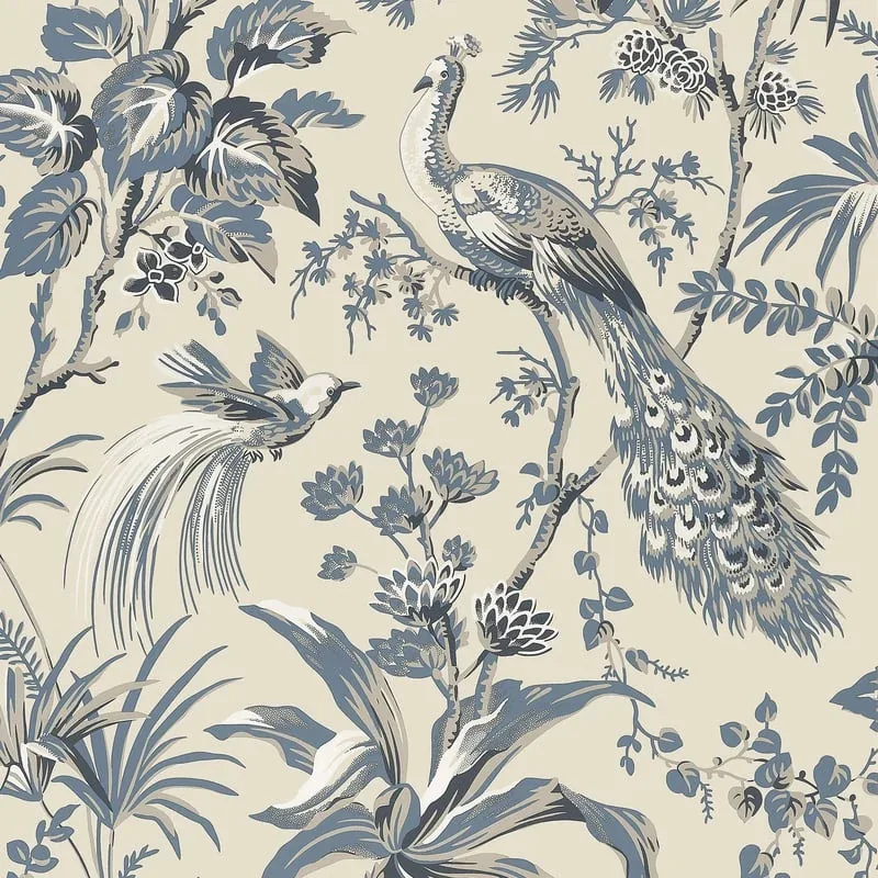 Peacock Toile Slate and Black Thibaut wallpaper by Wallpaper Twins