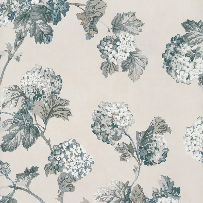 Sussex Hydrangea Slate and Linen Thibaut wallpaper by Wallpaper Twins