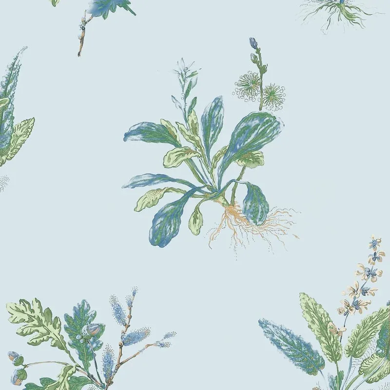 Woodland Blue and Green Thibaut wallpaper by Wallpaper Twins