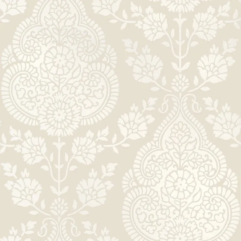 Balmuccia Damask Beige Thibaut wallpaper by Wallpaper Twins