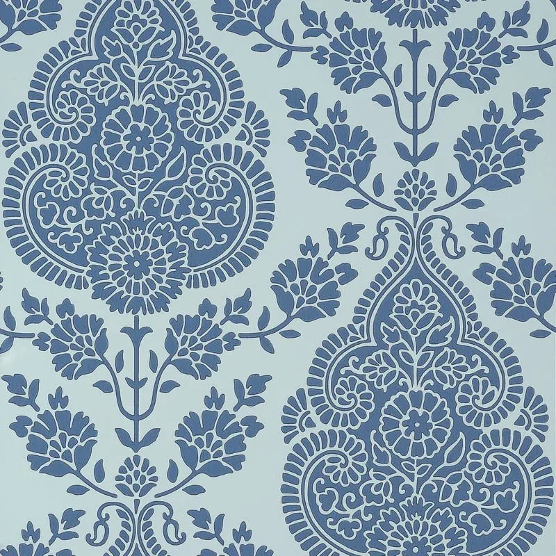 Balmuccia Damask Blue Thibaut wallpaper by Wallpaper Twins