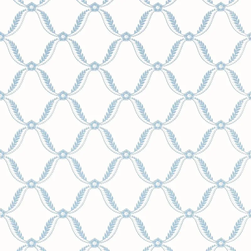 Tate Trellis Soft Blue Thibaut wallpaper by Wallpaper Twins