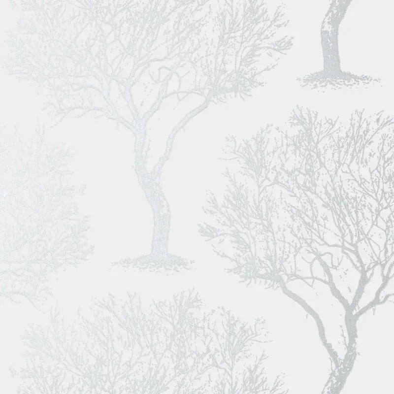 Winfell Forest Silver on Grey Thibaut wallpaper by Wallpaper Twins