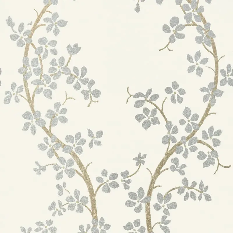 St. Albans Grove Silver on Cream Thibaut wallpaper by Wallpaper Twins
