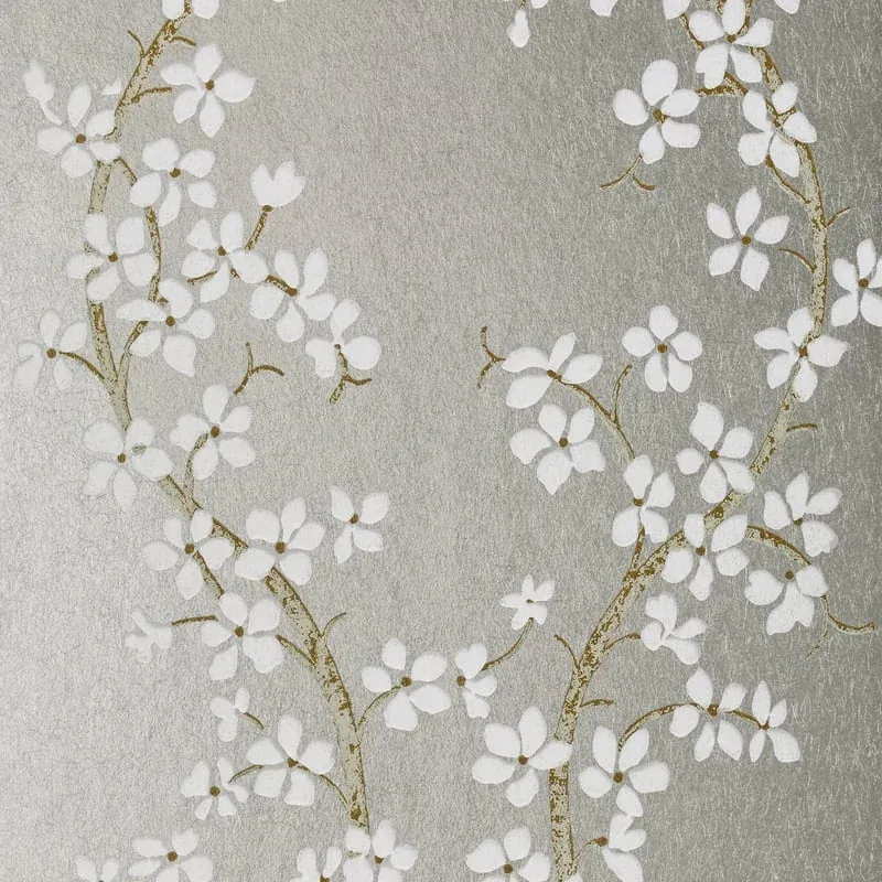 St. Albans Grove White and Silver Thibaut wallpaper by Wallpaper Twins