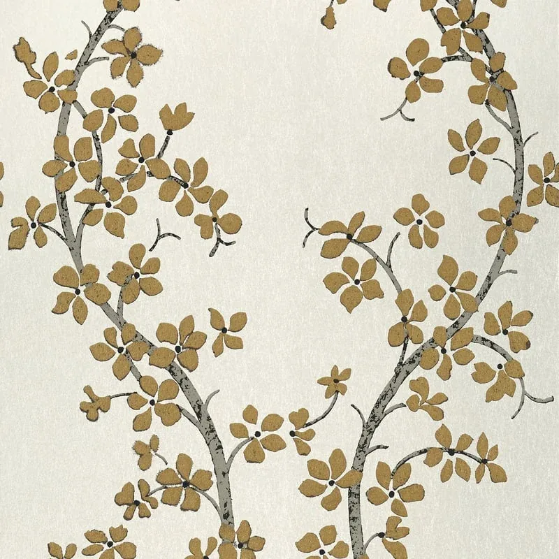 St. Albans Grove Metallic Gold on Pearl Thibaut wallpaper by Wallpaper Twins
