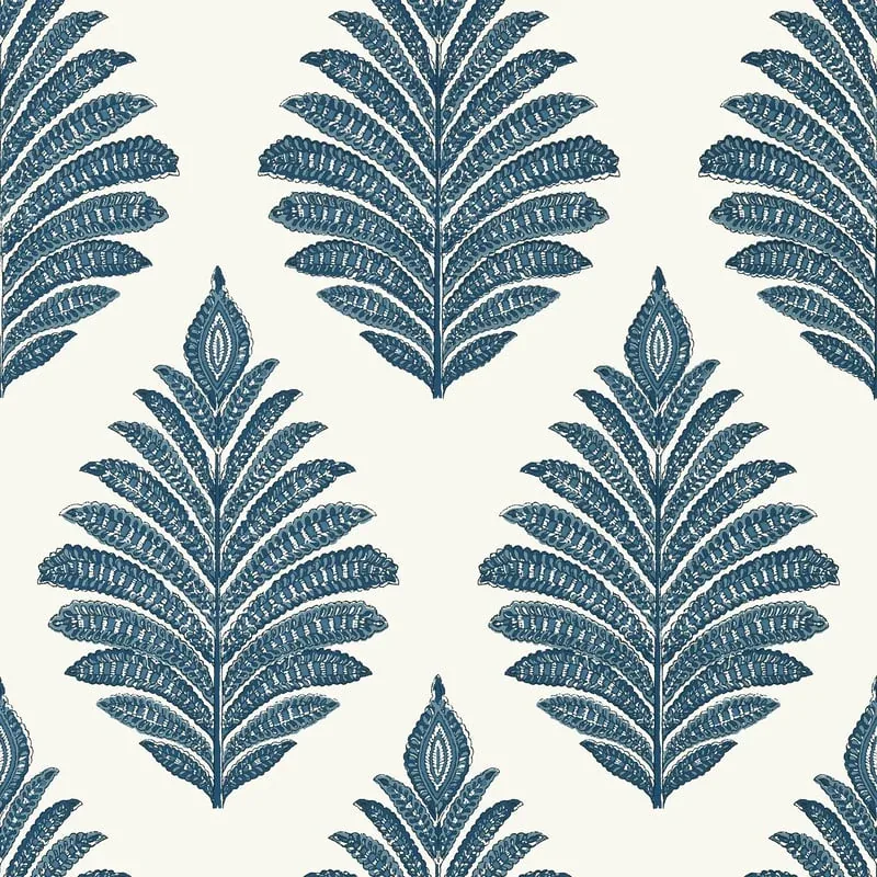 Palampore Leaf Blue and White Thibaut wallpaper by Wallpaper Twins