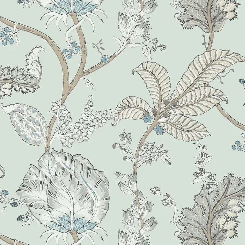 Kalamkari Vine Robin's Egg Thibaut wallpaper by Wallpaper Twins