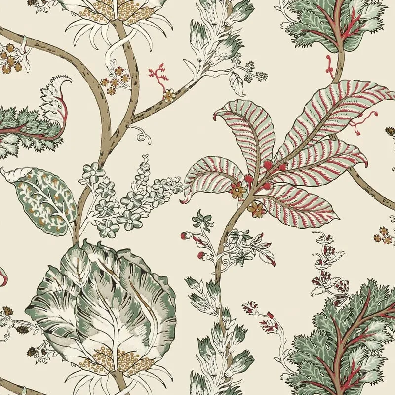 Kalamkari Vine Red and Gold Thibaut wallpaper by Wallpaper Twins