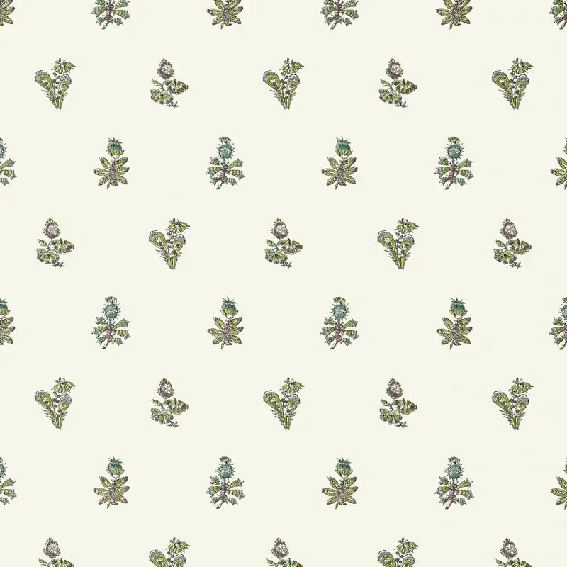 Jouy Eggplant and Green Thibaut wallpaper by Wallpaper Twins