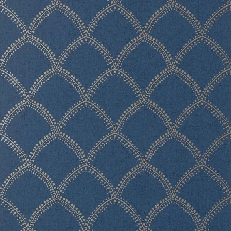 Burmese Metallic on Navy Thibaut wallpaper by Wallpaper Twins