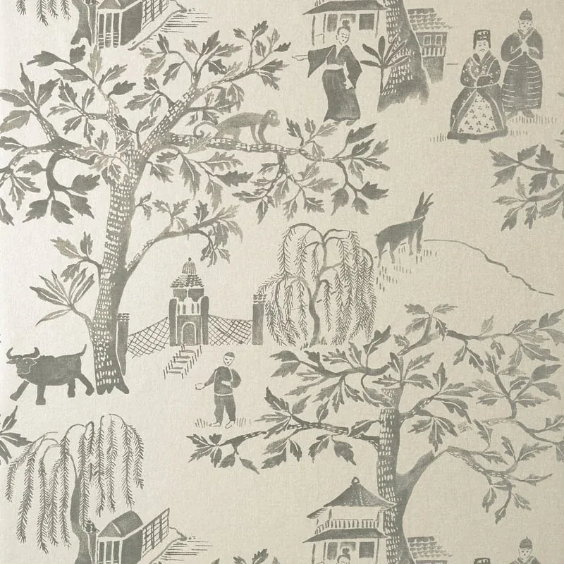 Willow Wood Grey on Pearl Thibaut wallpaper by Wallpaper Twins