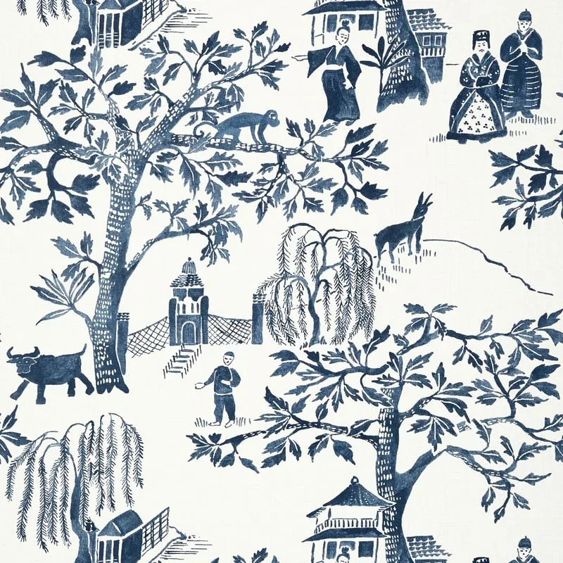Willow Wood Navy Thibaut wallpaper by Wallpaper Twins