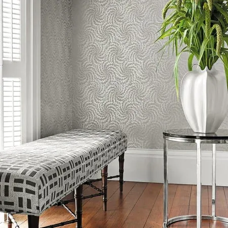 AT7939 | Cirrus - Metallic Silver on Grey room view