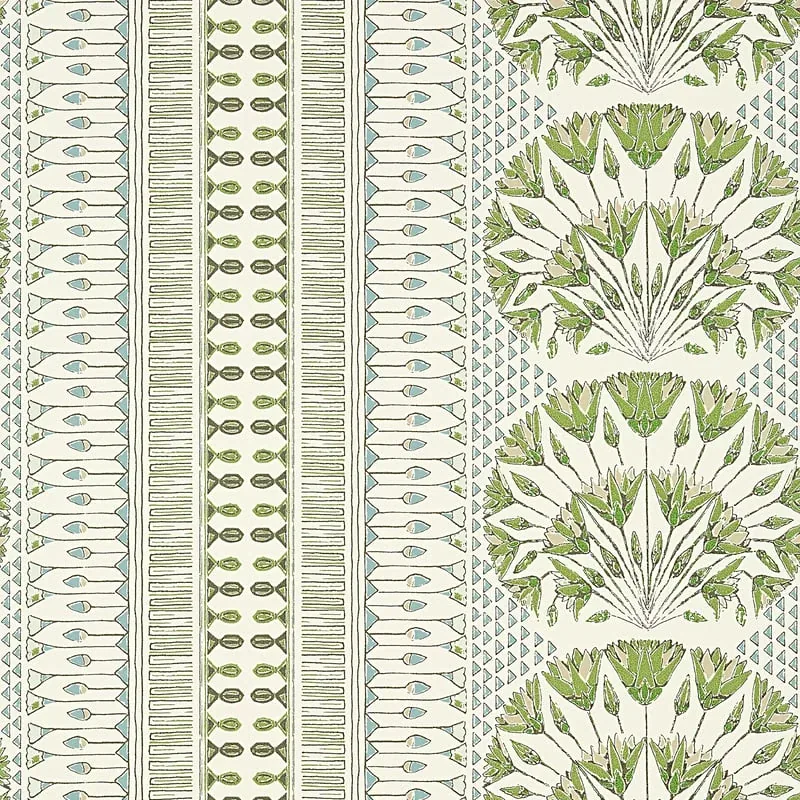 Cairo Green and White Thibaut wallpaper by Wallpaper Twins