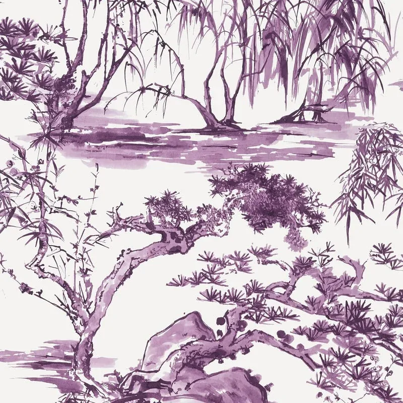 Kyoto Eggplant Thibaut wallpaper by Wallpaper Twins
