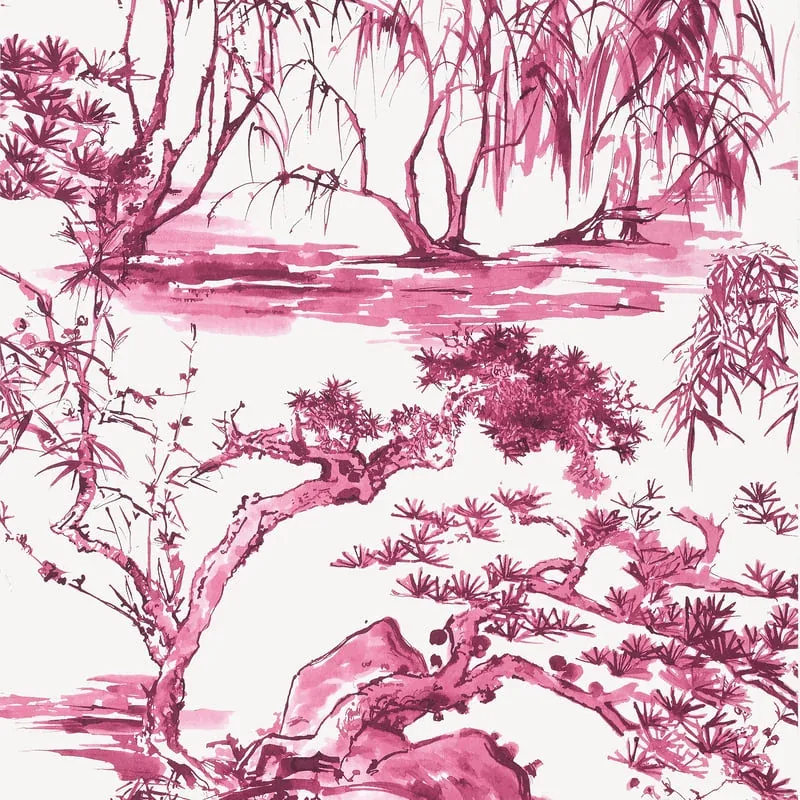 Kyoto Fuchsia Thibaut wallpaper by Wallpaper Twins