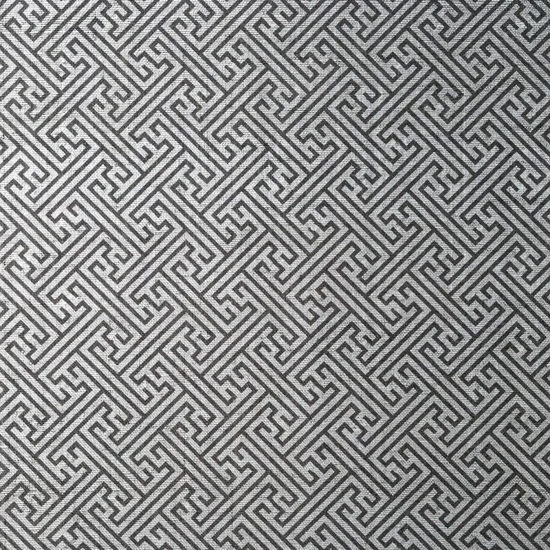 Charlotte Raffia Black and Metallic Silver Thibaut wallpaper by Wallpaper Twins