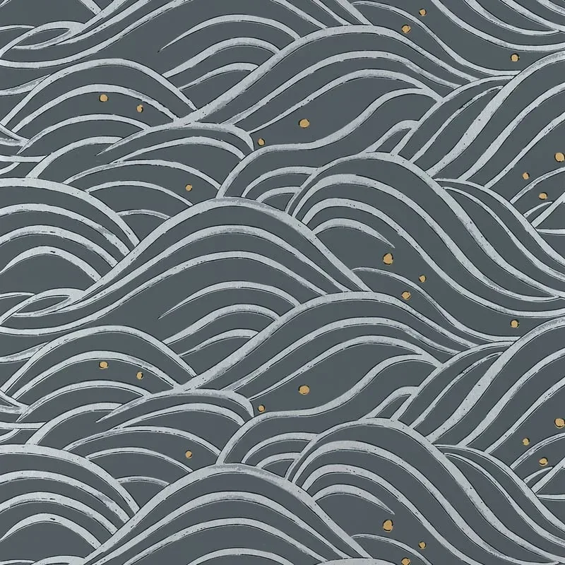 Waves Charcoal Thibaut wallpaper by Wallpaper Twins