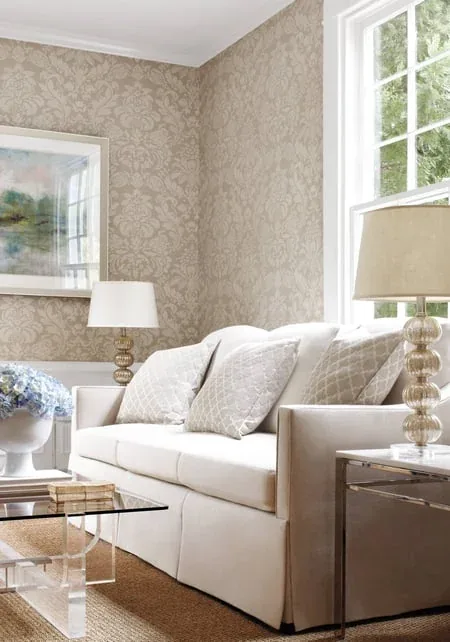 T10031 | Lyndon Damask - Taupe room view