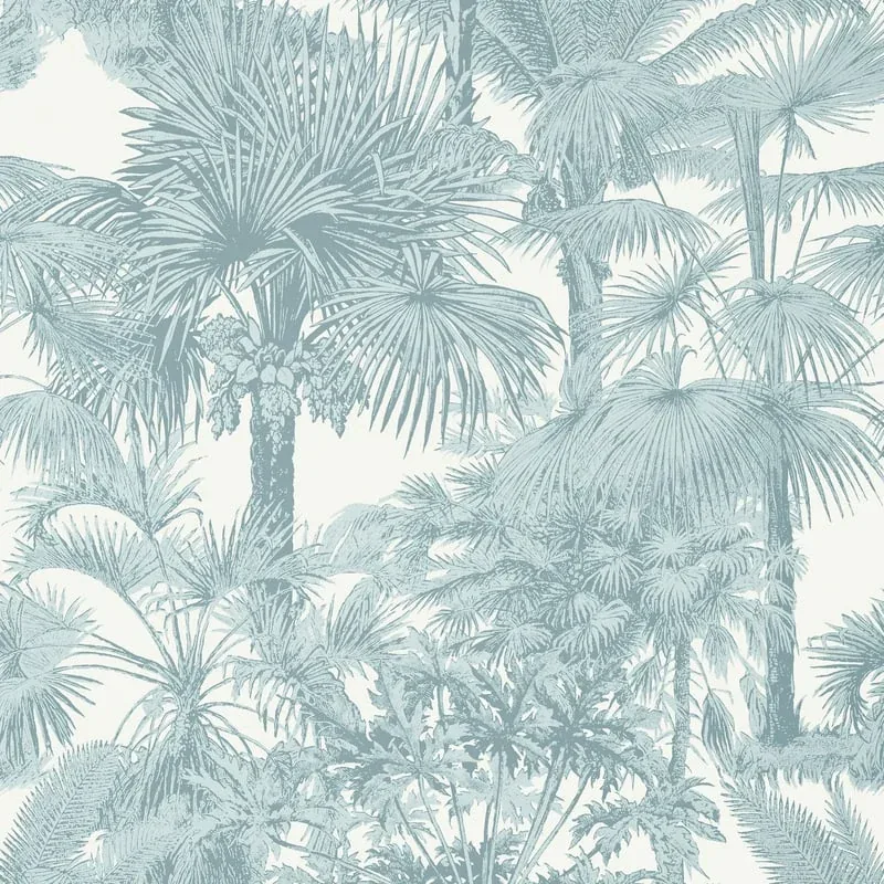 Palm Botanical Spa Blue Thibaut wallpaper by Wallpaper Twins
