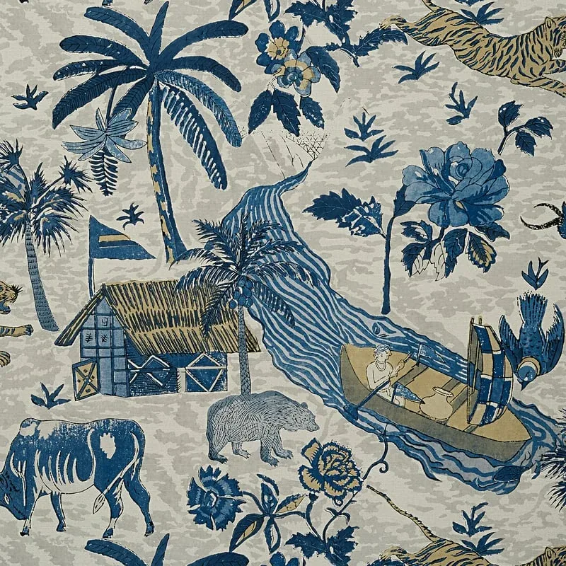 Tiger Reserve Navy Thibaut wallpaper by Wallpaper Twins